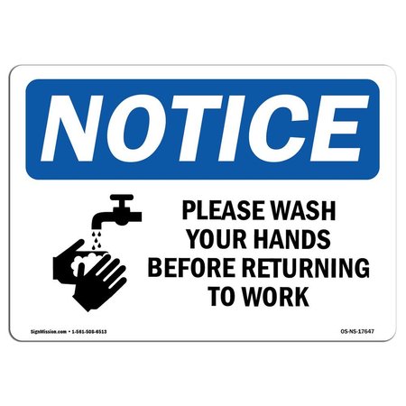 SIGNMISSION OSHA Sign, Please Wash Your Hands Before With, 18in X 12in Rigid Plastic, 12" W, 18" L, Landscape OS-NS-P-1218-L-17647